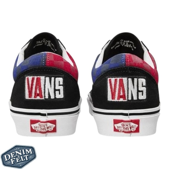 Vans Unisex Old Skool Off The Wall Checkerboard Rally Sneakers | Red/Blue | NEW - Picture 4 of 16
